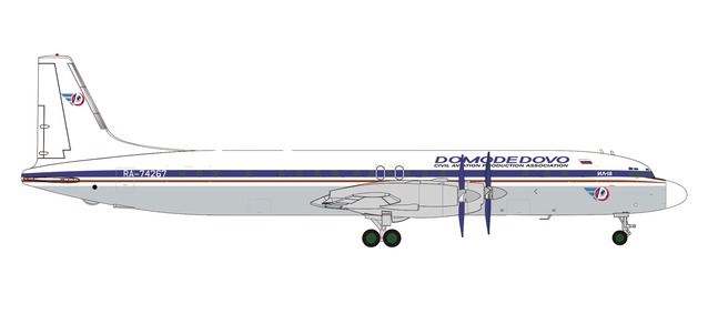 Herpa 571937 - 1/200 Domodedovo Airlines Ilyushin IL-18 – RA-74267 - Neu