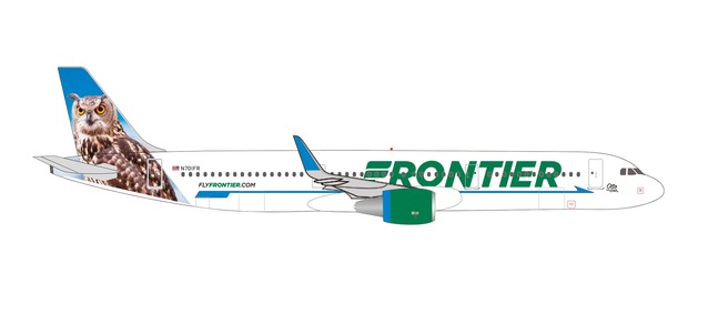 Herpa 535830 - 1/500 Frontier Airlines Airbus A321 – N701FR “Otto the Owl” - Neu