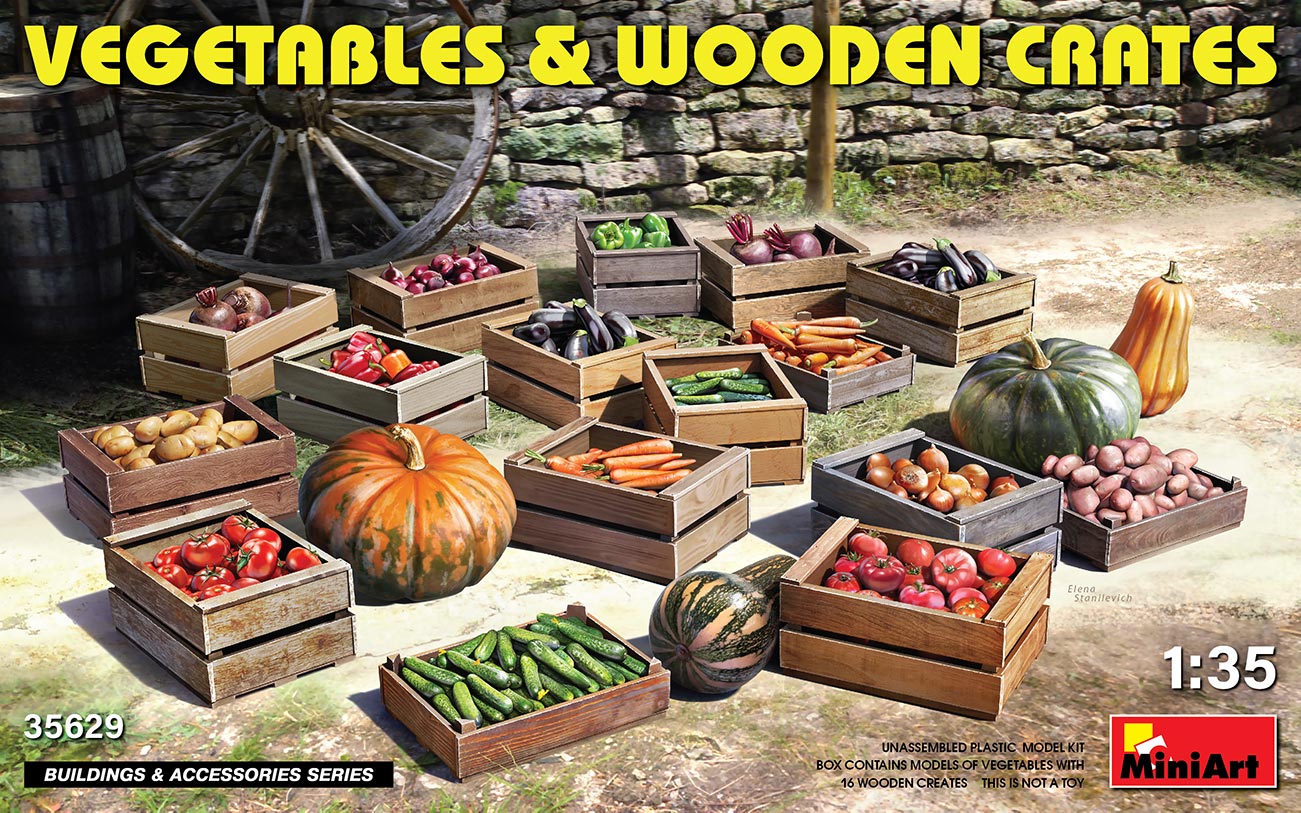 (X) Miniart 550035629 - 1:35 Vegetables & Wooden Crates - Neu