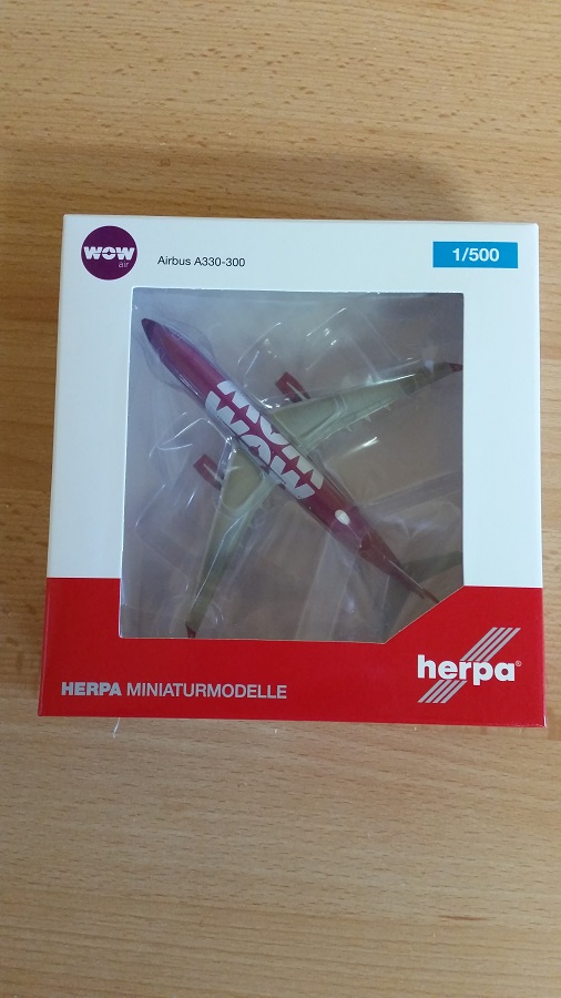 Herpa 530743 - 1/500 Airbus A330-300 - Wow Air - Neu
