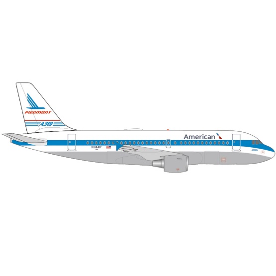 Herpa 536615 - 1/500 American Airlines Airbus A319 "Piedmont Pacemaker" - N744P
