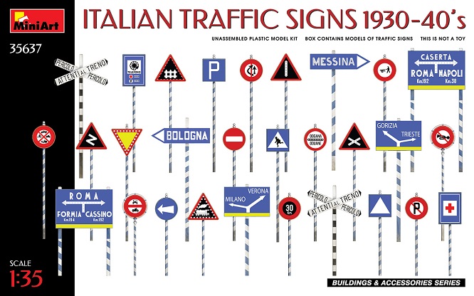 (M) Miniart 35637 - 1/35 Italian Traffic Signs 1930-40's - Neu