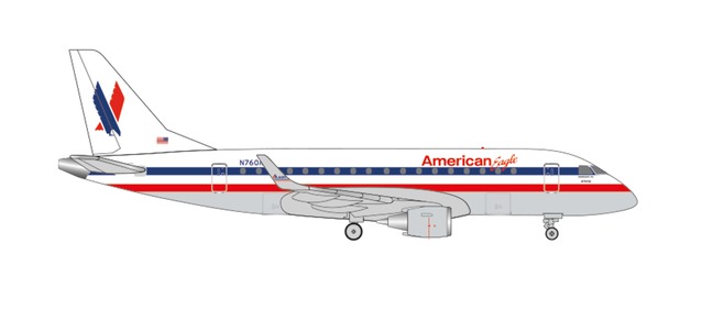 Herpa 536196 - 1/500 American Eagle (Envoy Air) Embraer E170 Heritage Livery