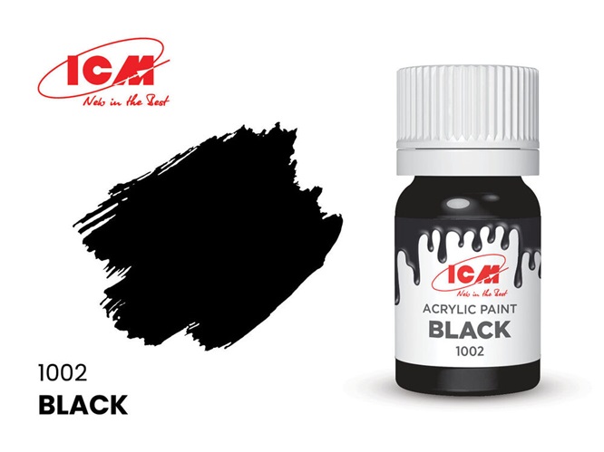 ICM 1002 - BASIC COLORS Black bottle 12ml - Neu