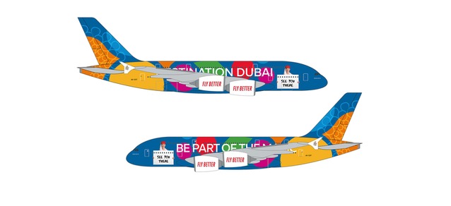 Herpa 613842 - 1/250 Snap-Fit - Emirates Airbus A380 “Destination Dubai” –A6-EOT
