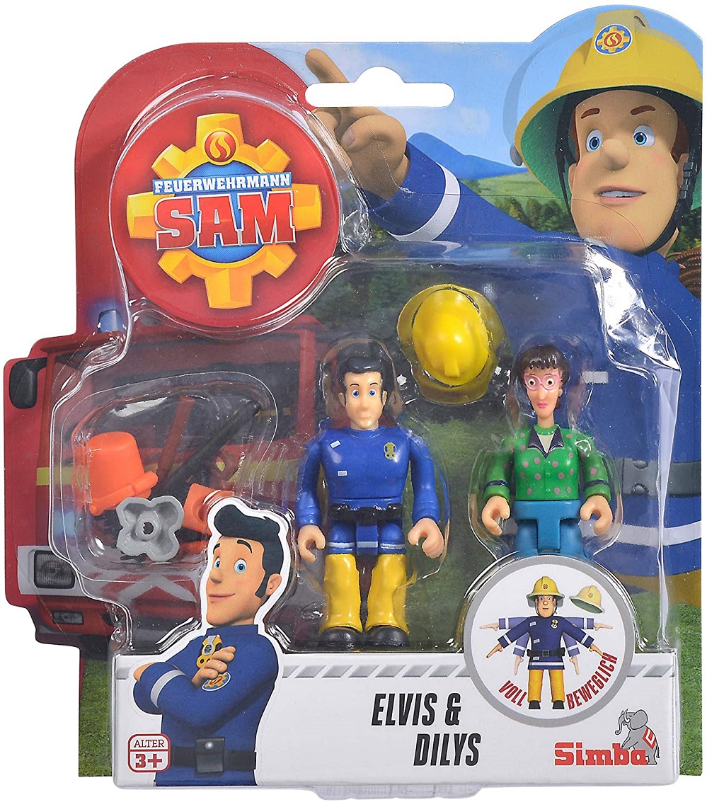Simba 109251026 - Feuerwehrmann Sam - Figurenset Elvis & Dilys - Neu