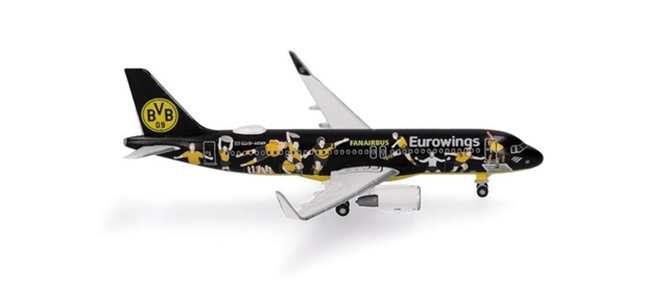 Herpa 536981 - 1/500 Eurowings Airbus A320 "BVB Fanairbus" – D-AEWM - Neu