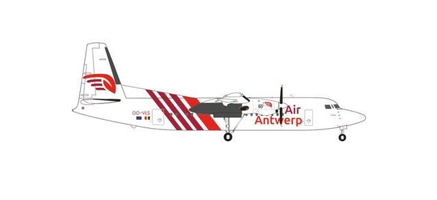 Herpa 571920 - 1/200 Air Antwerp Fokker 50 - OO-VLS - Neu