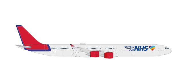 Herpa 535496 - 1/500 Maleth Aero Airbus A340-600 “Protect Our NHS” – 9H-NHS- Neu