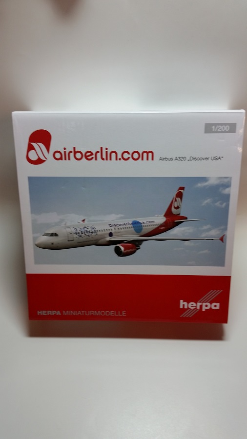 Herpa 557306 - 1/200 Airbus A320 Discover Usa - Airberlin - Neu