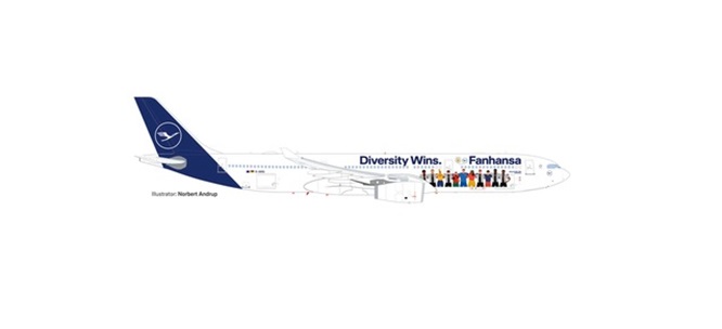Herpa 537216 - 1/500 Lufthansa A330 Fanhansa – Diversity Wins - D-AIKQ - Neu