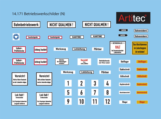 Artitec 14.171 - 1/160 / N Betriebswerkschilder - Neu